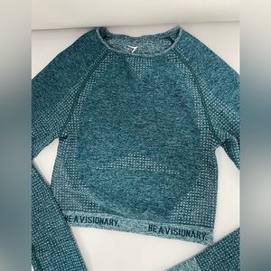 GymShark Seamless Blue Long Sleeve Top Size Small